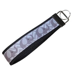 Chevron Elephant Keychain Wristlet Handmade Fabric‎ Key FOB New Animal Lover Pet